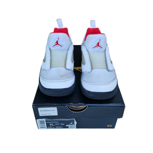 Air Jordan 5 Retro Little Flex PS CK1227-100 White Fire Red Black Size 11C - Picture 1 of 11